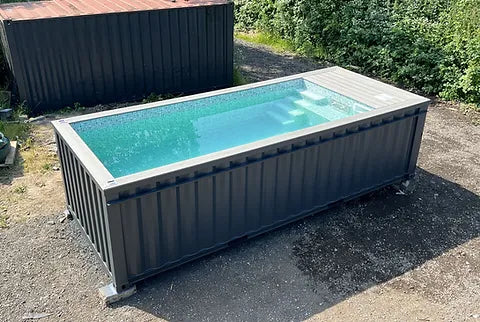 20-Fuß-Containerpool, anthrazitgrau, mit Jet-Swim-Funktion